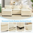 thumbnail image 3 of Puremind 118" Oversized Modular Sectional Sofa, Chenille U Shaped Cloud Couch, 30" Deep Seat Couch with Movable Ottomans for Living Room/Apartment, Beige, 3 of 6
