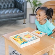 Melissa & Doug Pattern Blocks and Boards - Classic Toy With 120 Solid Wood Shapes and 5 Double-Sided Panels, Multi-Colored Animals Puzzle