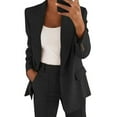 thumbnail image 4 of Elegant Women's Suit Set Sophisticated Coat Casual Button Long Sleeve Collar Pants Office Suit Jacket, 4 of 8