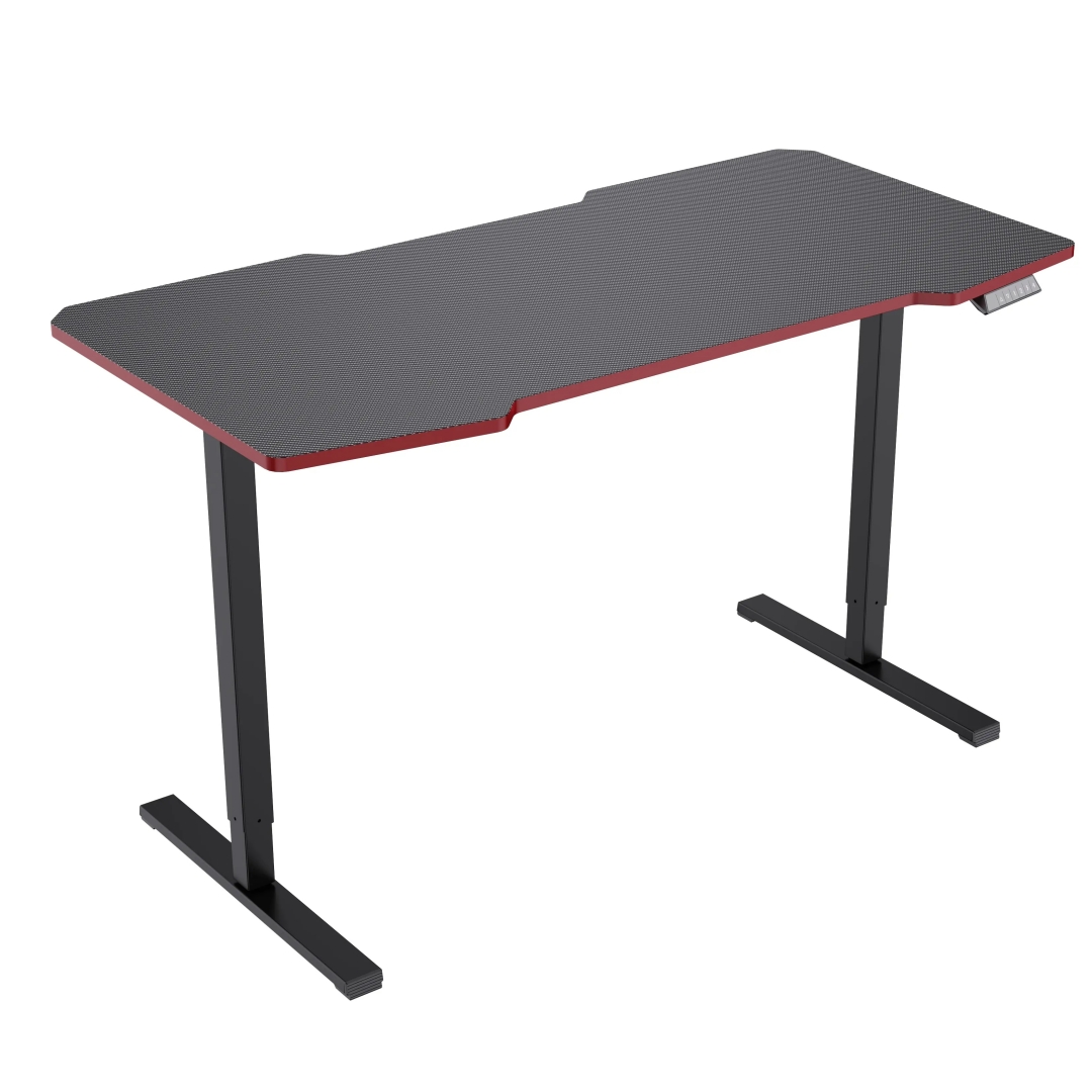 55×28 Inch Electric Gaming Standing Desk, Adjustable Height Sit Stand Esports Workstation with 220 lbs Load Capacity, Whole-Piece Desktop for Home Office & Game Setup (Black Frame + Black Top)