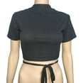 thumbnail image 6 of Sexlip Women's Drawstring Waist Cropped Short Sleeve Top Versatile Design Comfortable Fabric Daily Casual Wear Black M, 6 of 9