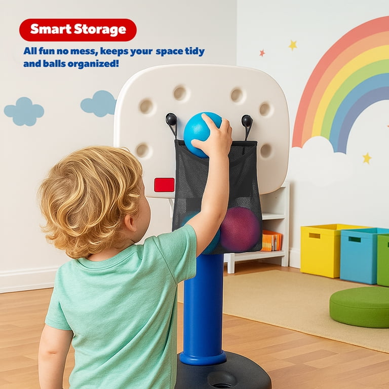 Set of 4 Mini Basketballs with Storage Net, Designed for Little