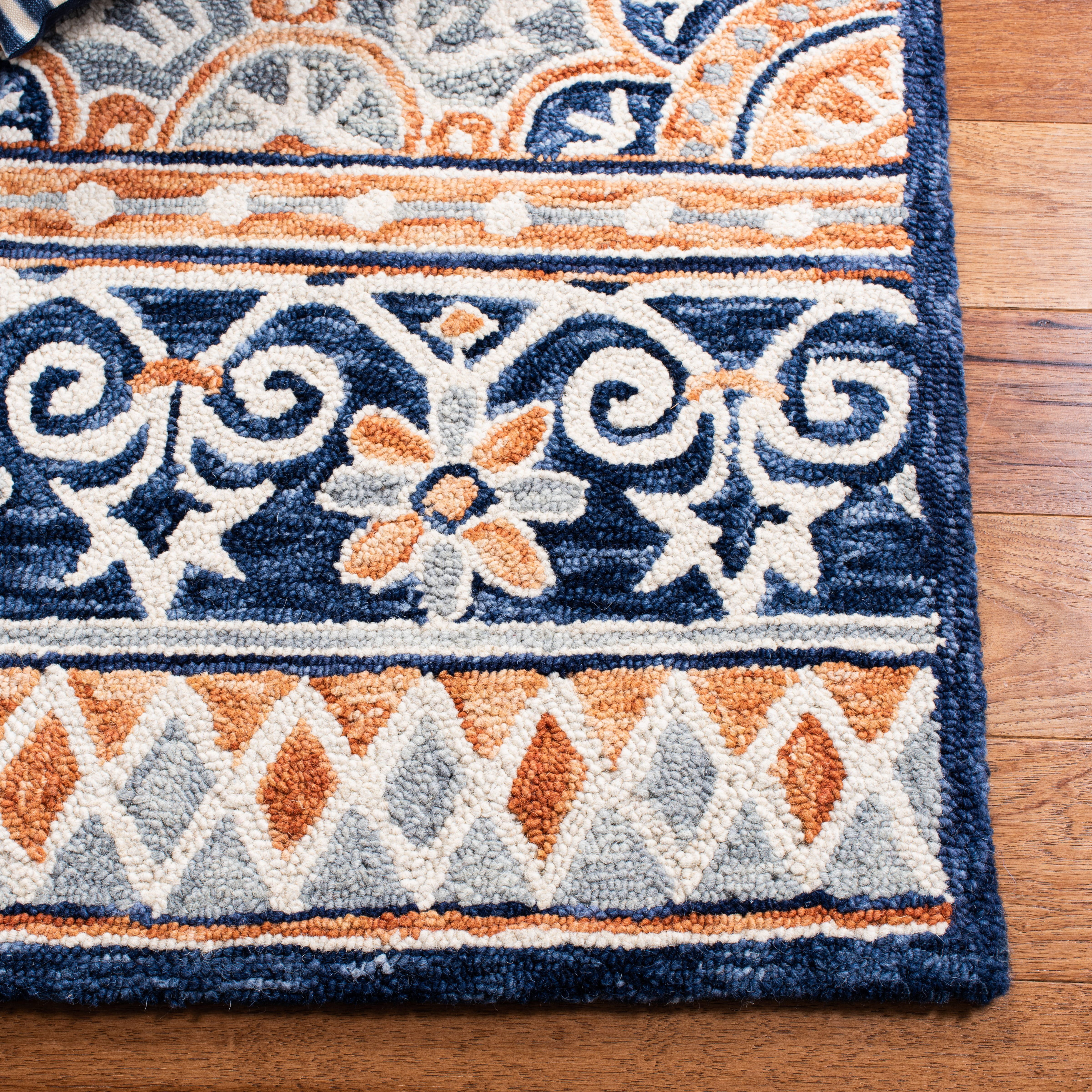 SAFAVIEH Micro-Loop Kingston Medallion Area Rug, Brown/Blue, 8' x 10'