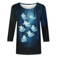thumbnail image 3 of Riecok Womens Halloween T Shirts 3/4 Sleeve Crewneck Funny Ghost Printed Tunic Tops Loose Casual Blouses Multicolor 3XL, 3 of 4