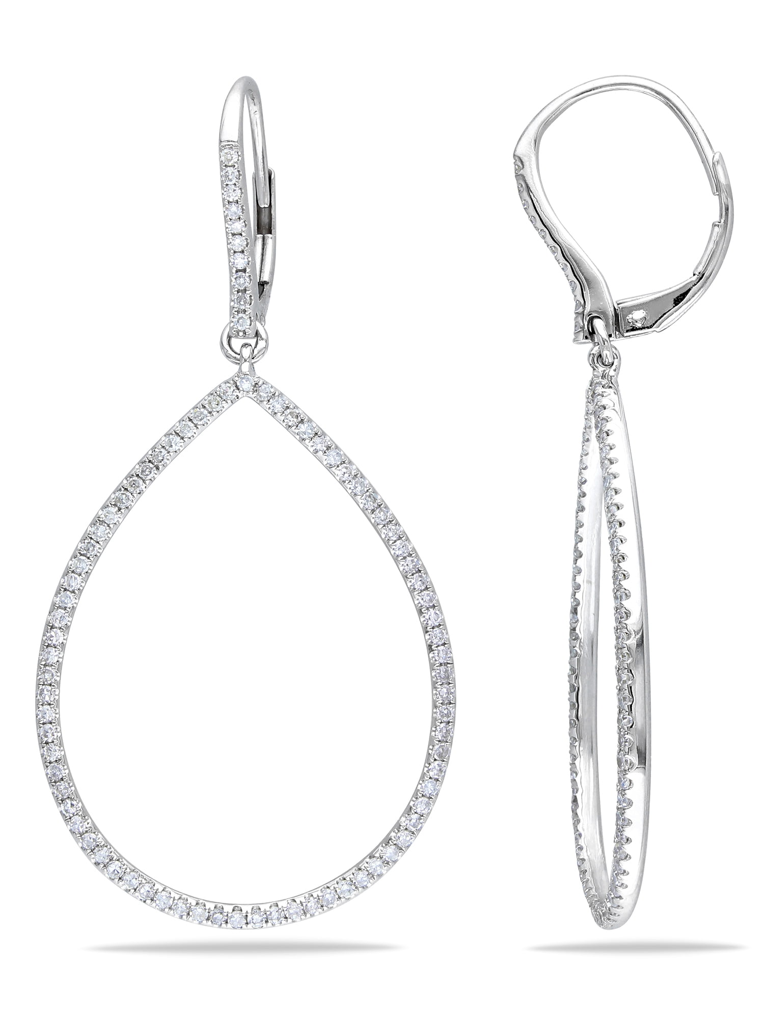 4/5 Carat T.W. Diamond 14kt White Gold Open Teardrop Earrings