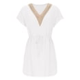thumbnail image 2 of Sentmoon Robes Maxi Boho Col en V Robe Décontractée d'Affaires pour Femmes Bloc de Couleur Respirante Coupe Régulière Taille Élastique Accessoires de Plage pour Soirée et Dîner Blanc P, 2 of 5