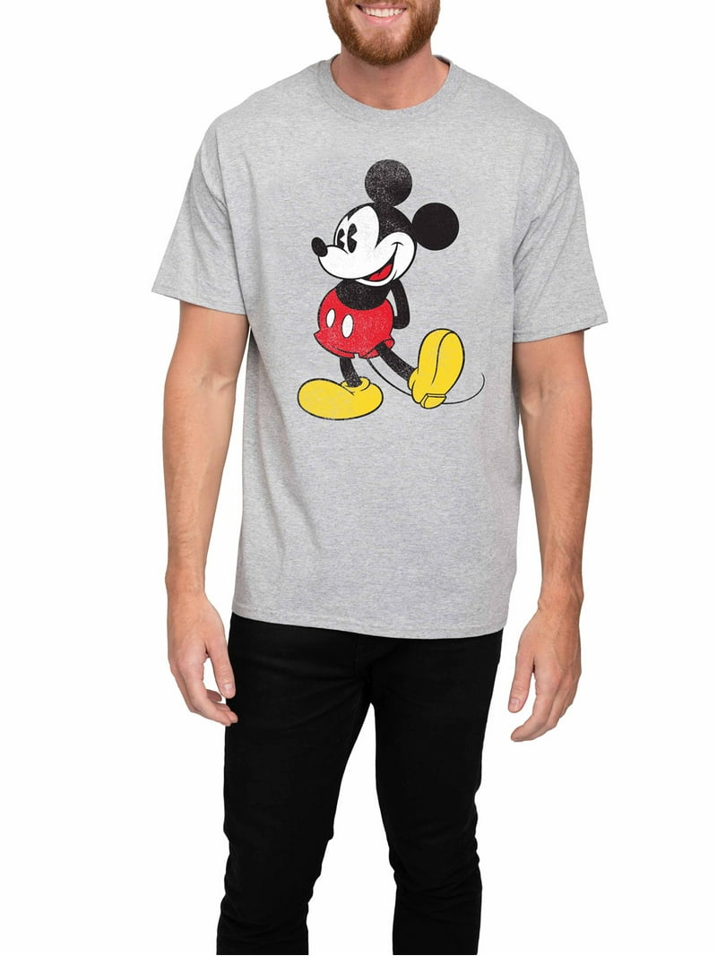 ミッキーtシャツ　グレー Disney Men's Big & Tall Classic Mickey Mouse Graphic Tee, Heather