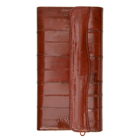 Ladies Eel Skin - Womens Eel Skin Leather Deluxe Checkbook Wallet E 2575