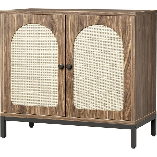 Ourlova Buffet Cabinet with Storage Kitchen Storage Cabinet with Rattan Doors, Accent Cabinet with Adjustable Shelf, Boho Accent Liquor Bar Console Cabinet