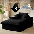 thumbnail image 3 of Lovableguy Modern Oversized Chaise Lounge Chair Indoor,Corduroy Deep seat Single Lounge Sofa with Ottoman,Sleeper Couch for Living Room,Bedroom,No Assembly Required,No Assembly Required,Black, 3 of 9