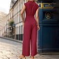 thumbnail image 4 of Women's Wide Leg Jumpsuit Mock Neck Cap Sleeve Elegant Dressy Casual Outfit, 4 of 6