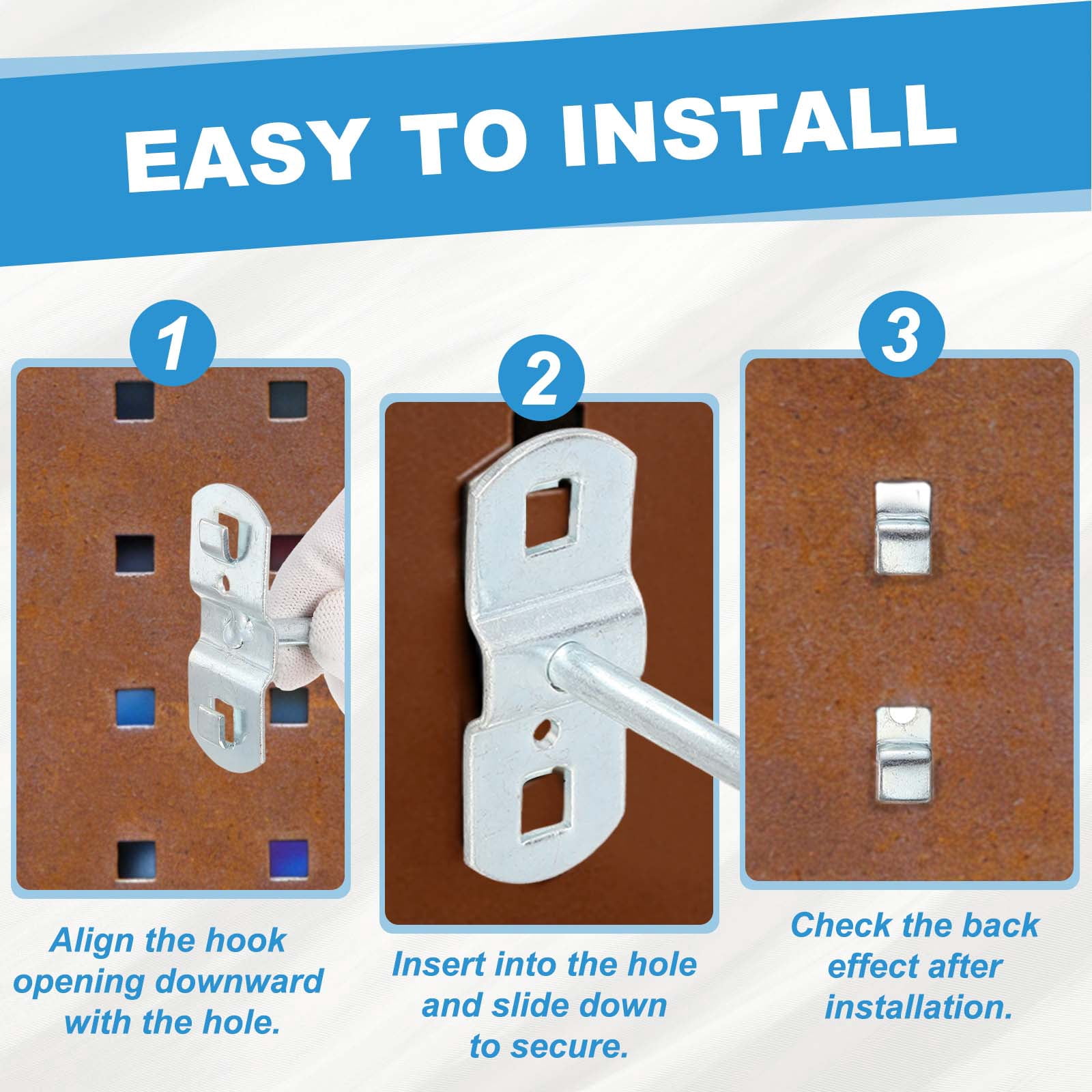 Uxcell 10 Pack Square Pegboard Hooks, 6.3 Inch Supermarket Shelf Rack Hook Metal Heavy Duty Exhibition Display Accessories for Tool Hanging Wall Organizer, Silver