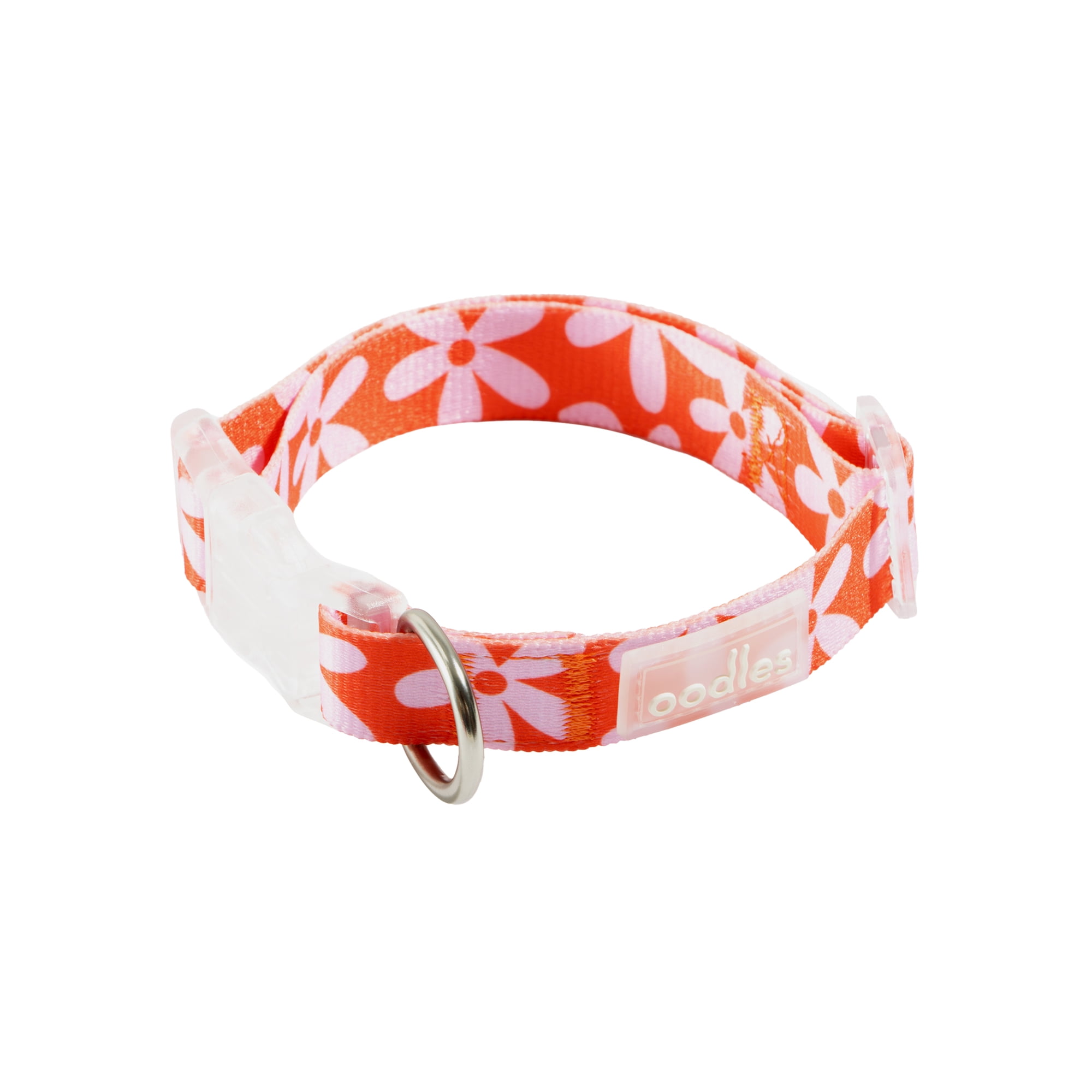 Oodles Polyester Wild Blooms Adjustable Floral Fashion Dog Collar, Red, Small