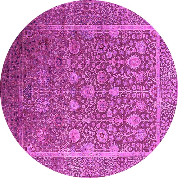 Ahgly Company Indoor Round Oriental Pink Industrial Area Rugs, 4' Round