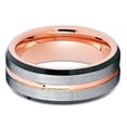 thumbnail image 2 of 8mm Rose Gold Tungsten Carbide Wedding Ring Silver Brushed Finish Beveled Edges Unisex Band 10 (10), 2 of 3