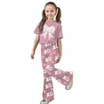 thumbnail image 3 of WOYY Girls Outfits Casual Bow Short Sleeve T-Shirt with Flare Pants, Sizes 7-13, 3 of 3