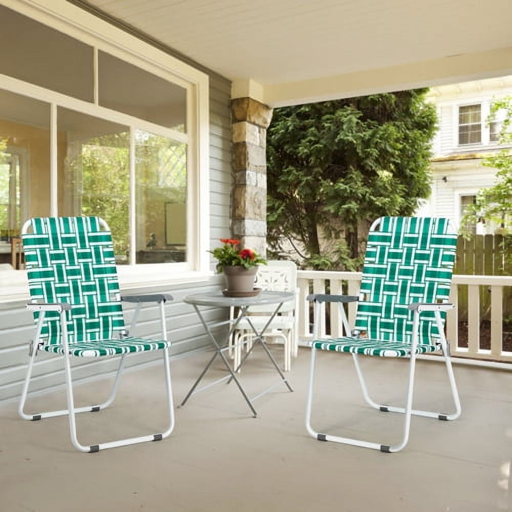 VINGLI Brandclub VINGLI Patio Lawn Chairs Folding Set of 4 Webbed Folding Chair Outdoor Beach Chair Portable Camping Chair for Yard GardenGreen