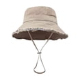 thumbnail image 1 of Sombrero de pescador para mujer, de primavera y verano, lavado, de ala grande, para vacaciones, con cuerda colgante, protección solar, sombrero para el sol, sombrero para escalar al aire libre, 1 of 1