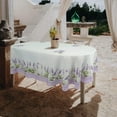 thumbnail image 5 of Lavender Oval Tablecloth 60 x 84, Light Purple Floral Tablecloth Table Cover, Elegant Country French Style Table Cloths for Parties, Kitchen Dining Table, Polyester Fabric Flower Tablecloth White, 5 of 6