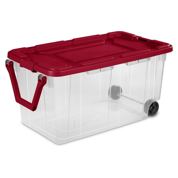 Sterilite 160 Qt. Wheeled Storage Box Infra Red Case of 2