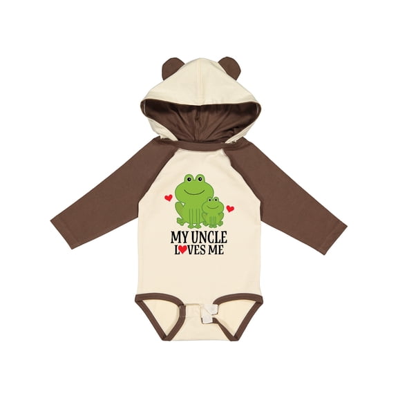 Inktastic My Uncle Loves Me Frog Boys or Girls Long Sleeve Baby Bodysuit
