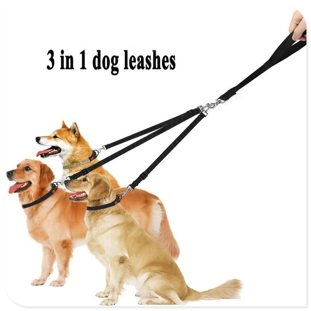 Detachable 3 in 1 Leash for Dogs 360° Swivel No Tangle with Soft Padded Handle Suitable for Walking and Training Leashes for Two/Three Dogs Heavy Duty Dog Leash Three Dogs 