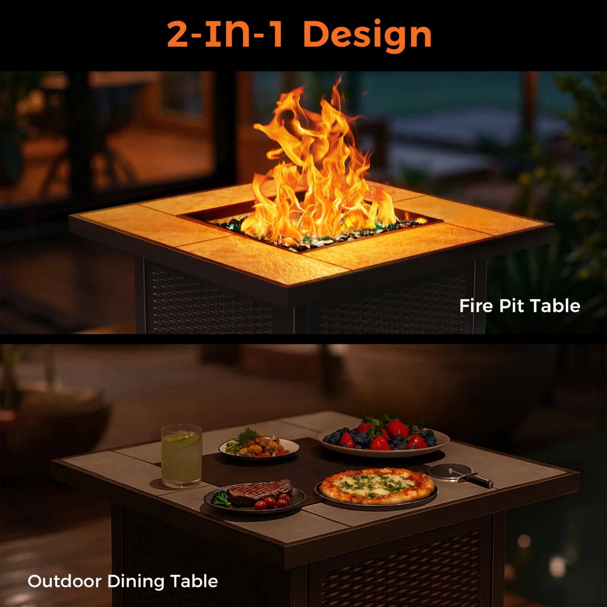 BALI OUTDOORS Propane Gas Fire Pit Table with Lid for Outside Backyard, Patio 50000 BTU 32 inch