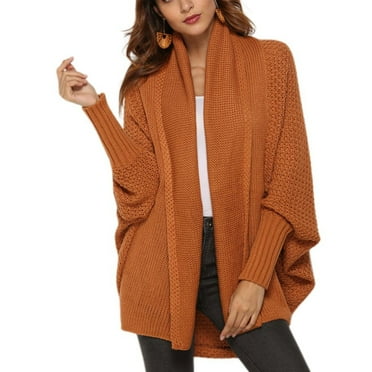 SWSMCLT Women's V Neck Sweater Open Front Cardigan High Low Fall Loose Sweaters Long Sleeve Top Soft Oversized Coffee Small-X-Large