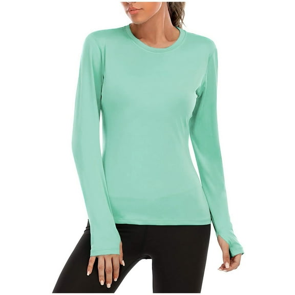 WTXUE T-Shirts Long Sleeve, Crew Neck Shirts for Women Color Top Quick-drying Solid Summer T-shirt T-Shirts Cover-Up for Women