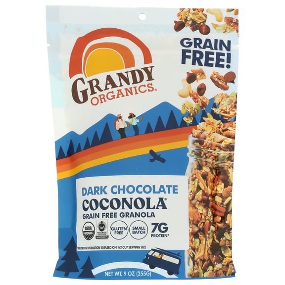 Pack of 6, Grandy Oats Dark Chocolate Coconola Grain Free Granola, 9 oz