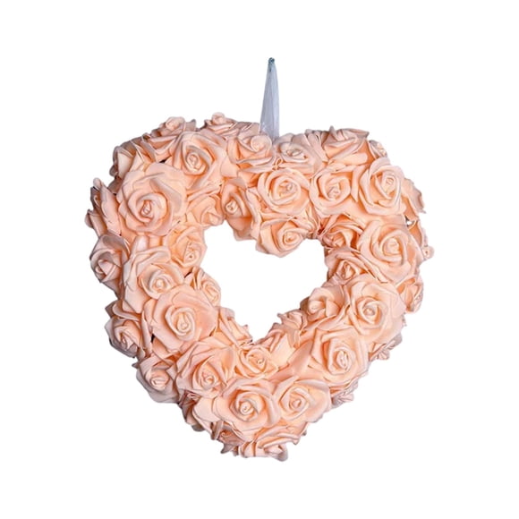 Corona en forma de corazón de San Valentín, corona de San Valentín, guirnalda Floral de rosas artificiales, corona para puerta, corona colgante de