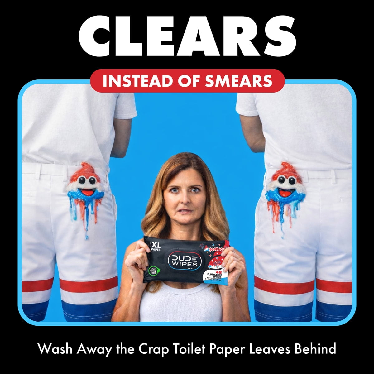 DUDE Wipes Poopsicle, Ice Pop Scented Extra Large Flushable Wipes, 48 Count, 5 Pack (240 Total)