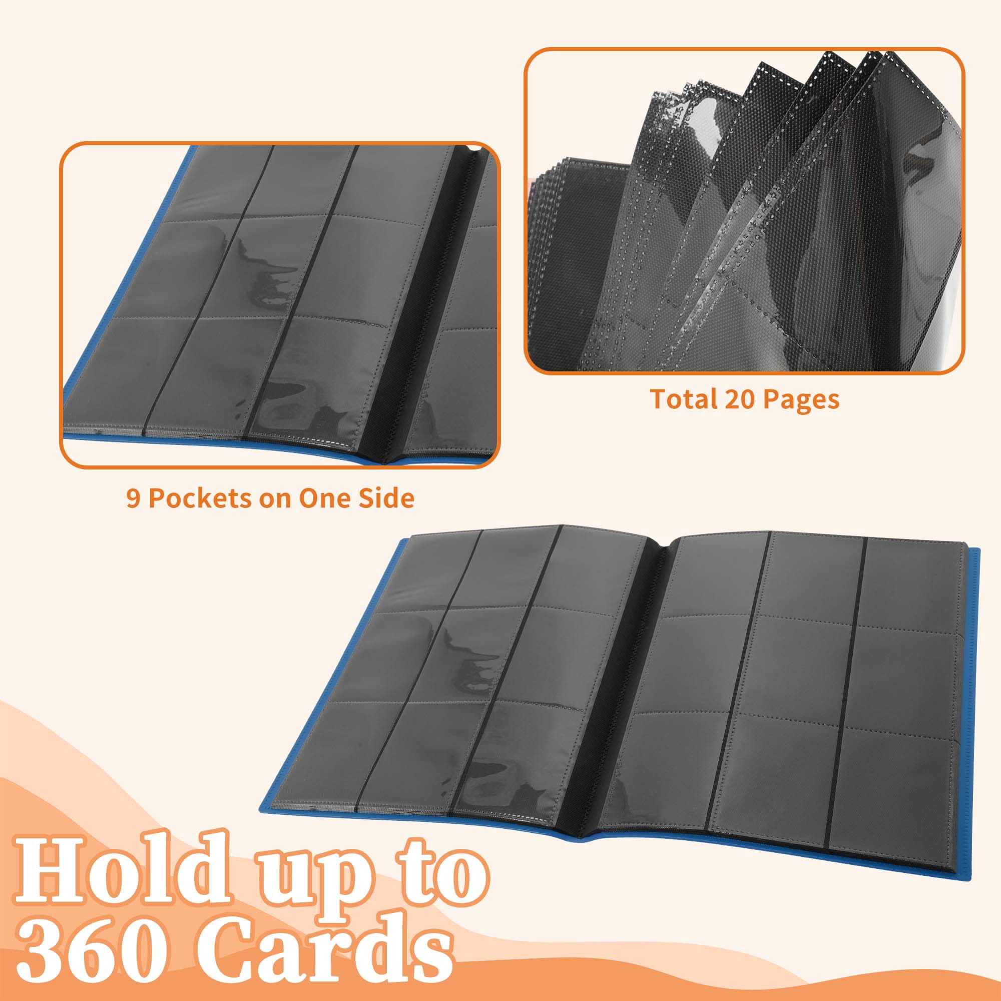 Unique Bargains Card Binder with 9 Pockets and 20 Pages ["Light Blue"]