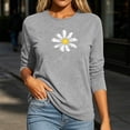 thumbnail image 3 of Floral Tshirts for Women 3/4 Sleeve Casual Tunic Shirts Crew Neck Loose Summer Fall Going Out Outfits Gray, 2XL, 3 of 6