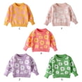 thumbnail image 6 of GYRATEDREAM Toddler Baby Girls Knit Sweater Blouse Little Kids Round Neck Long Sleeve Flower Print Pullover Sweatshirt Top Children Warm Fall Winter Clothes for 12M-5T, 6 of 6