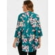 thumbnail image 3 of Floral frente abierto más el tamaño de la blusa Rosegal Blusas Tallas Grandes, 3 of 5