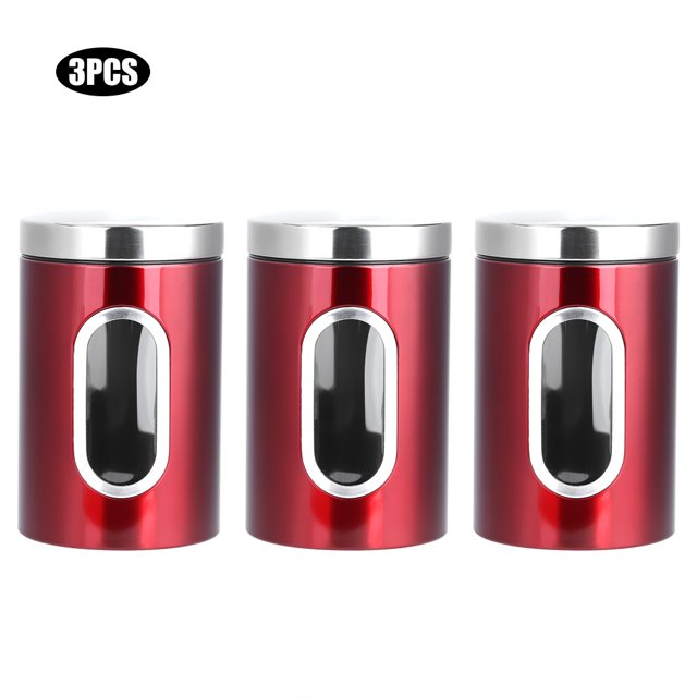 3 piezas de recipientes de acero inoxidable para almacenar alimentos, frascos sellados para refrigerios, té y azúcar