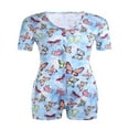 thumbnail image 4 of Justaucorps pour Femmes Manches Longues Col en V Profond Bodycon Extensible Justaucorps Bouton Court Pyjama Rose TG, 4 of 5
