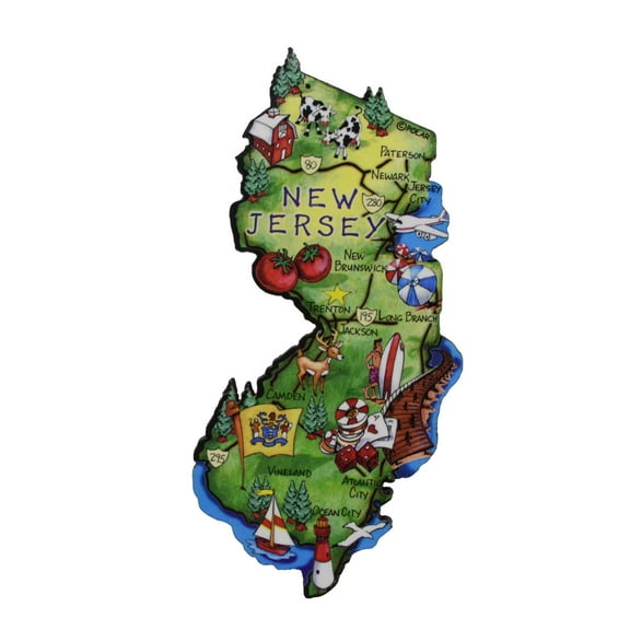 New Jersey State Artwood Jumbo Fridge Magnet Large Refrigerator Travel Souvenir