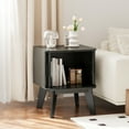 thumbnail image 3 of Pusnapku Nightstand Set of 2, Wood End Table with Storage and Sliding Door, Modern Curved Side Desk, Small Bedside Table for Bedroom, Living Room, 3 of 9