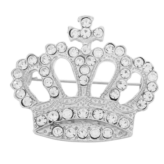 ibasenice Plated Crown Brooch Pin with Rhinestones Luxury Decorative Pin for Suits Coats and Fashion Accessories
