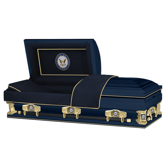 Titan Casket, Veteran Select Navy XL Steel Casket (29" Oversize) with Navy Head Panel