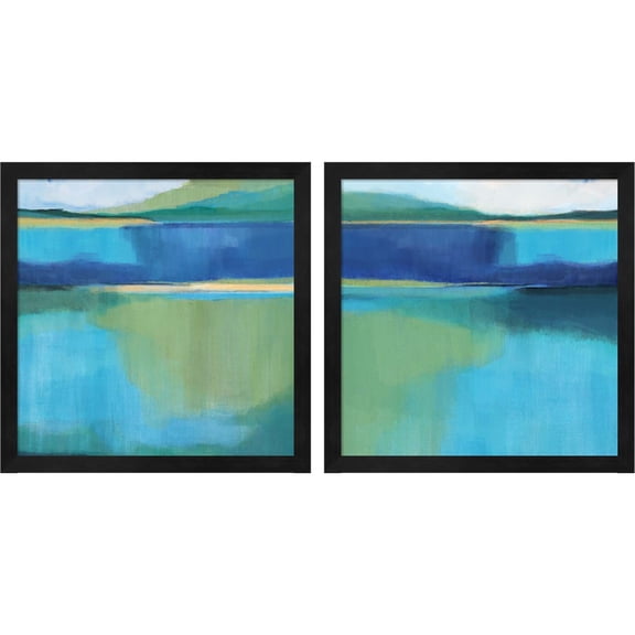 Great Art Now Lagoon by Alison Jerry, 2 Piece Framed Art Set Each 13"W x 13"H