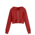 thumbnail image 5 of Dwellite Girls Zip-Up Hooded Lightweight Casual Fall Winter Sweatshirt with Pocket 5-13 Years Red 160, 5 of 5