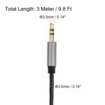 thumbnail image 2 of Cable AUX Uxcell de 3.5 mm trenzado de nylon para auriculares, altavoces, estéreos de coche, gris, 1 9.8 pies, 2 of 6