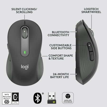 Logitech - Signature M650 Wireless Mouse with Silent Clicks - Graphite