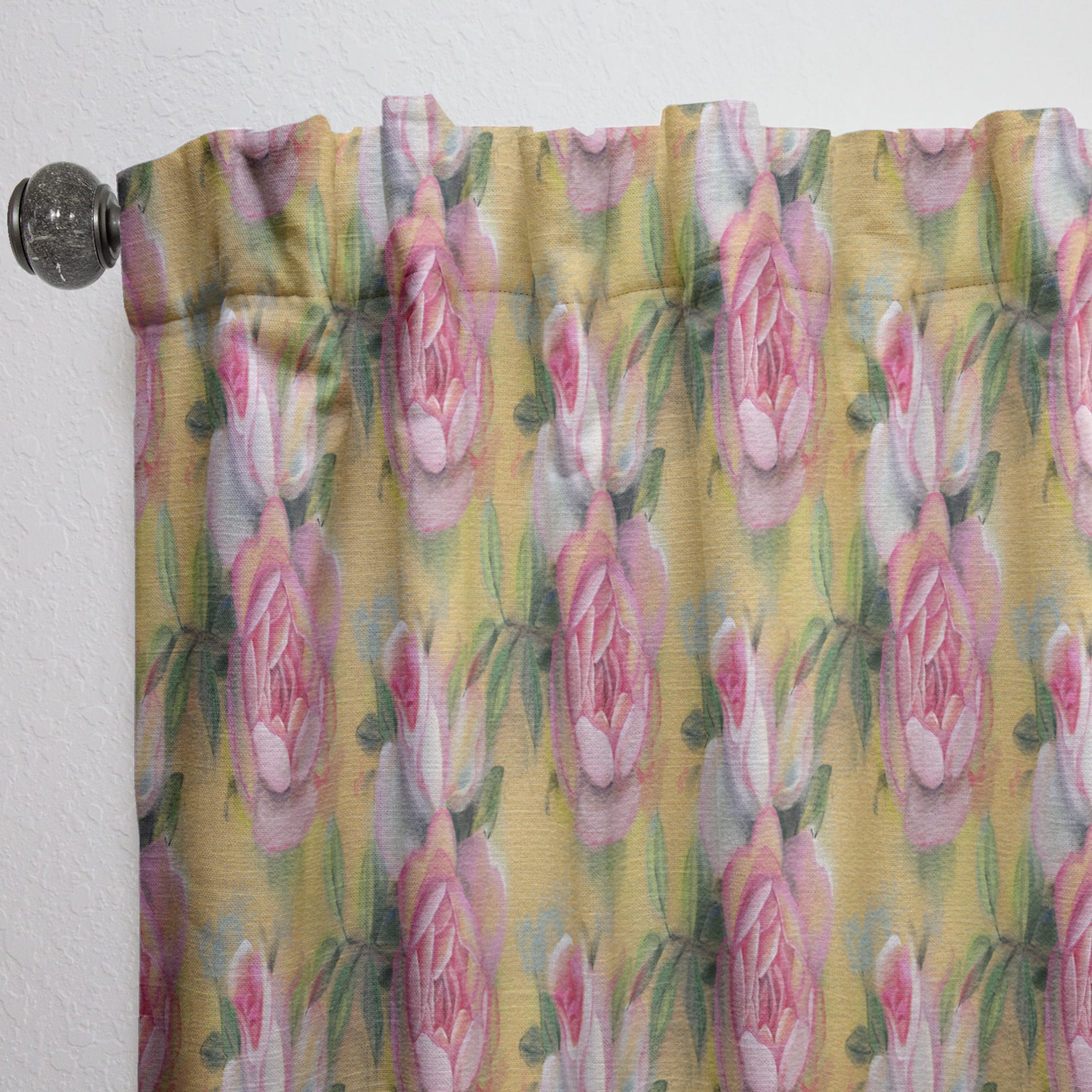 Designart 'Watercolor Pink Roses' Mid-Century Modern Curtain Panel
