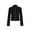 Black, variant on Women’s Tweed Turn Down Crooped Jackets with Real Pockets Shacket,Turn Down Collar, Tweed Fabric,Vintage Button