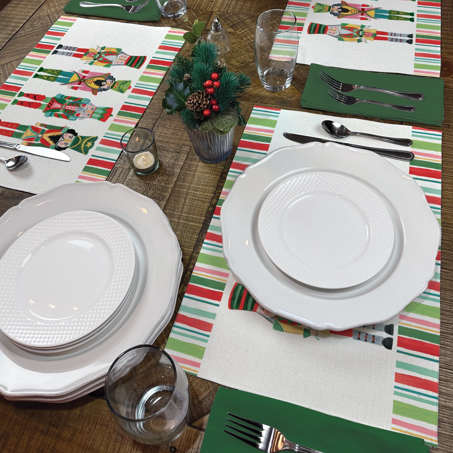 Highland Home "Nutcracker" 4-Pack Cotton Blend Washable Placemats