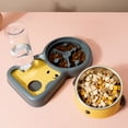 thumbnail image 3 of Juego de cuencos de agua para mascotas que evitan que se vuelquen, cuencos dobles para perros y gatos con botella de agua automática para suministros para mascotas, 500 ml, amarillo, 3 of 12